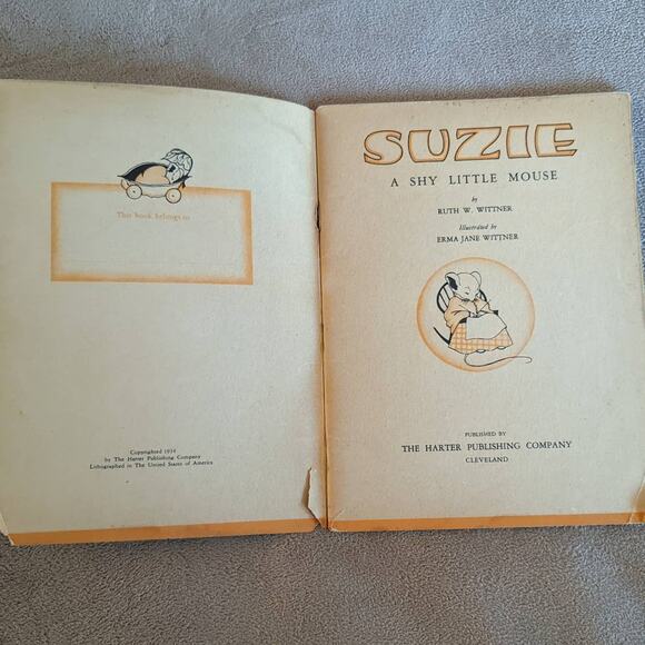Vintage 1934 Suzie A Shy Little Mouse By Ruth W. Wittner Childrens Bedtime - Picture 1 of 11